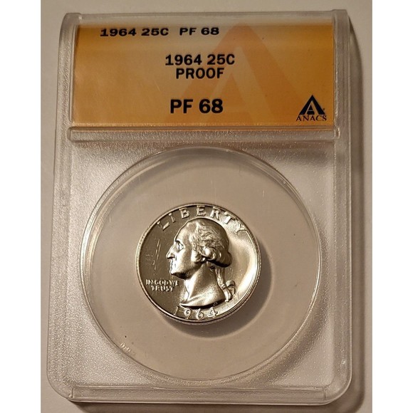 1964 Washington Quarter Proof PF68 ANACS - Picture 1 of 2